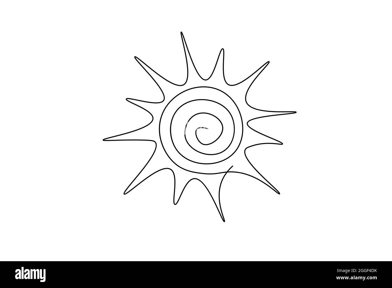 Durchgehende Linie Sonne Kunst. Einzeilige Skizze sonnigen Sommer Reise-Konzept. Symbol heiß hell Himmel Wetter glücklich Urlaub Element Vektor Stock Vektor