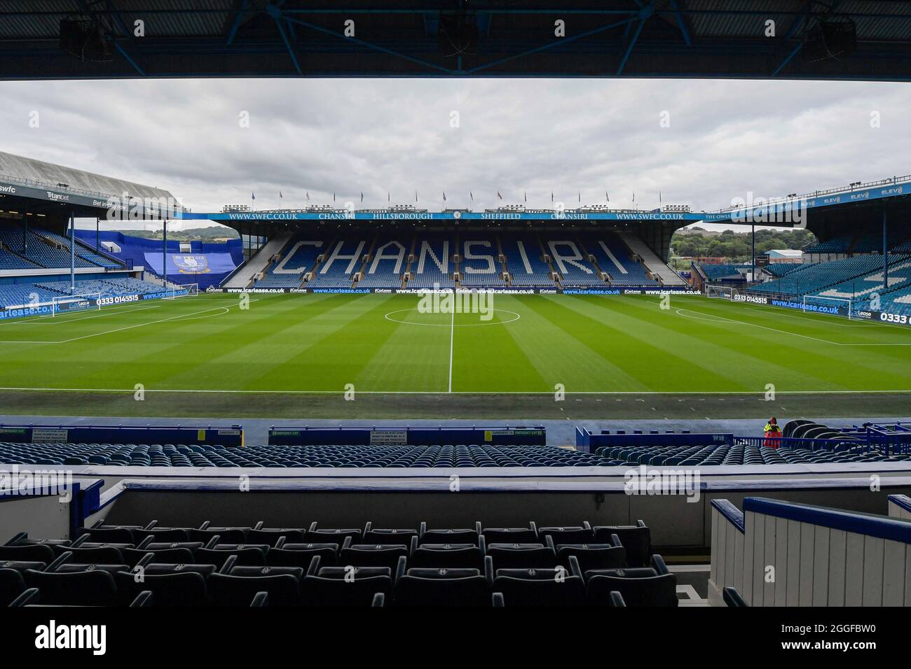 Eine allgemeine Ansicht von Hillsborough, der Heimat von Sheffield Wednesday in Sheffield, Großbritannien am 8/31/2021. (Foto von Simon Whitehead/News Images/Sipa USA) Stockfoto