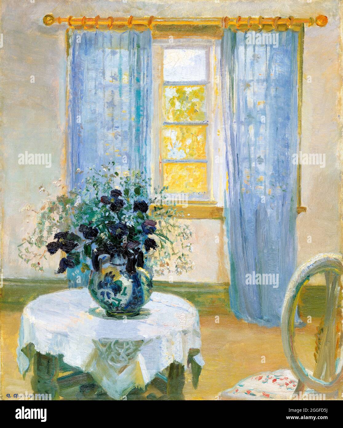 Interieur mit Clematis der dänischen Künstlerin Anna Ancher (1859-1935), Öl auf Leinwand, 1891 Stockfoto
