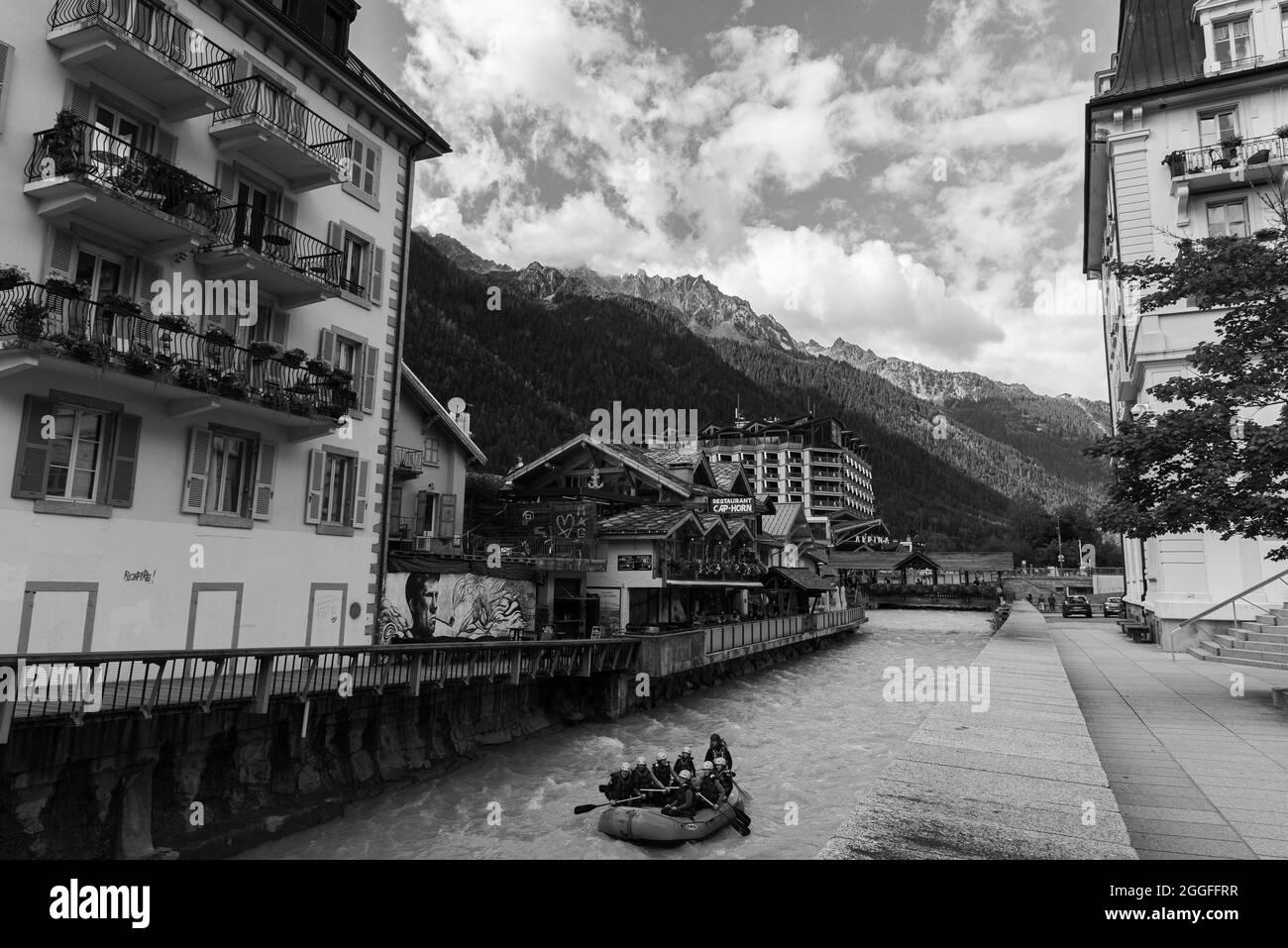 Chamonix Mont Blanc. Sommerpanorama Stockfoto