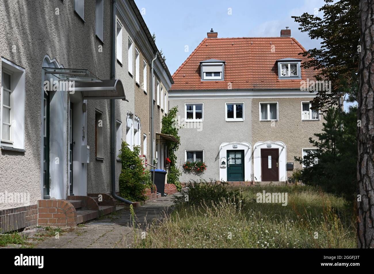 Art déco-Häuser in der Gartenstadt Elsengrund in Berlin Koepenick, entworfen vom Schweizer Architekten Otto Rudolf Salvisberg Stockfoto