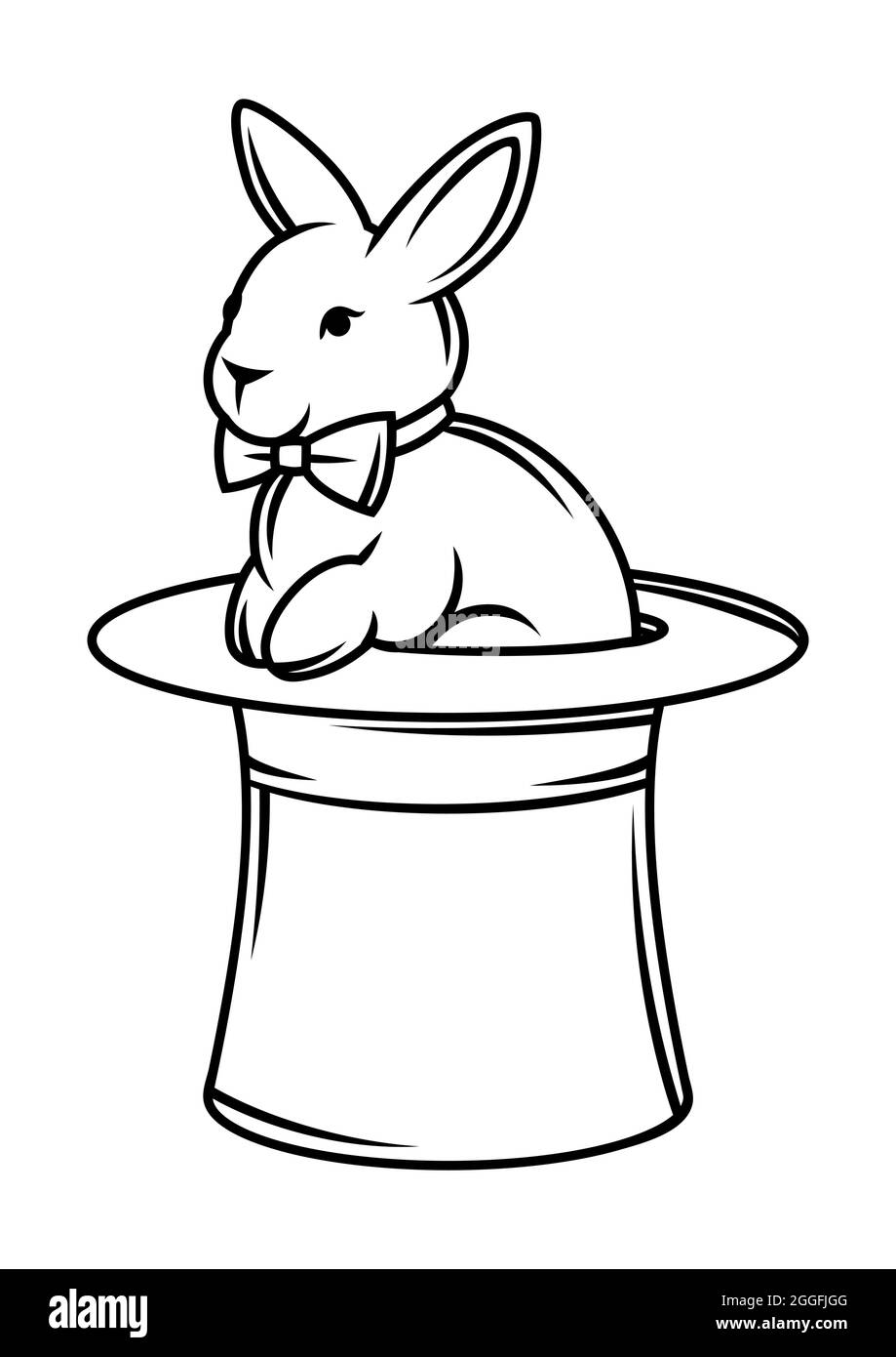 Zauberer Zylinder, in dem Kaninchen sitzen. Trick or Magic Illustration. Stock Vektor