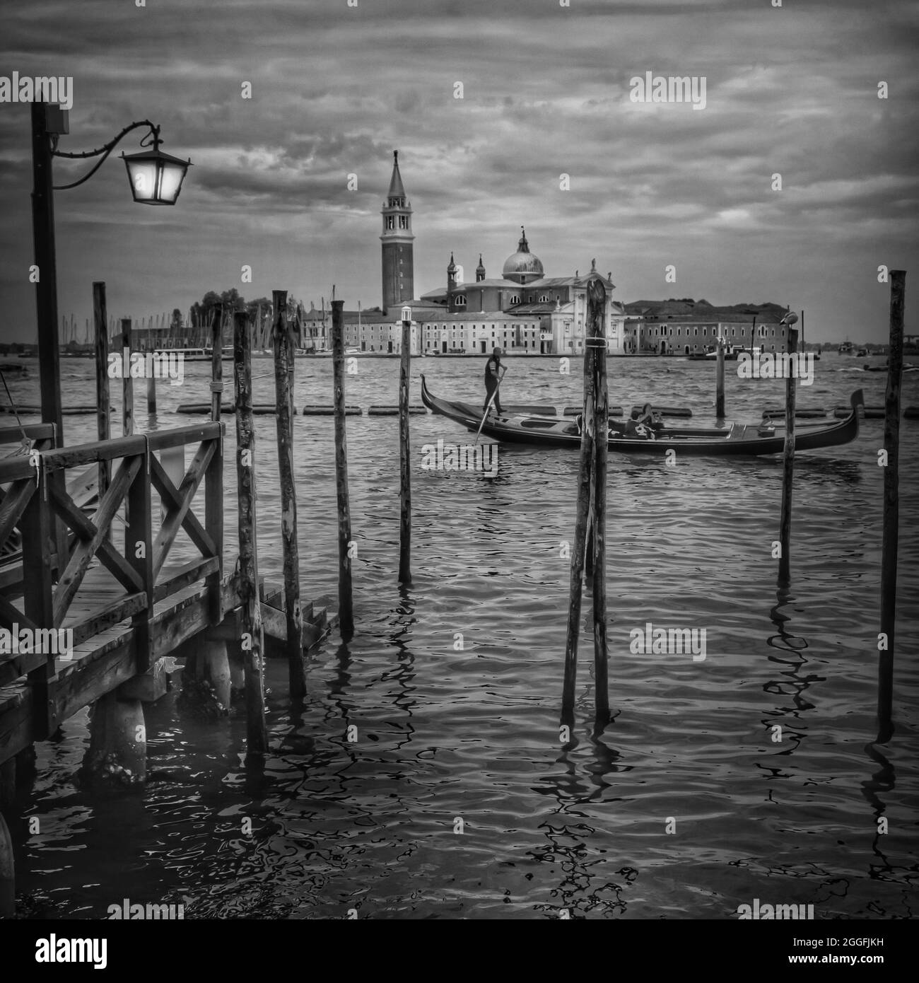 Venice Scene BW Stockfoto