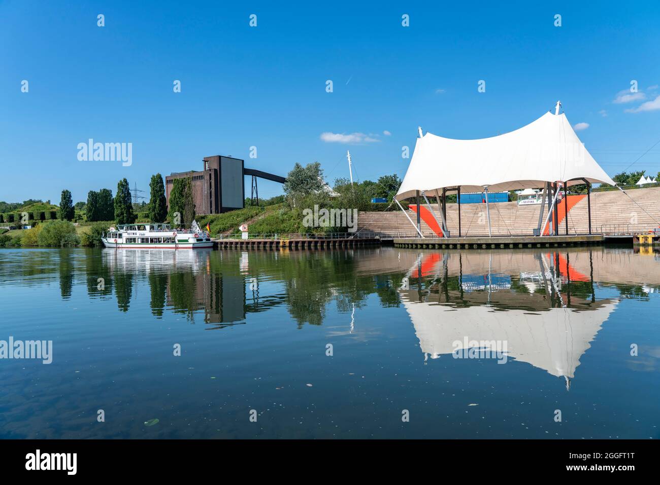 Nordsternpark, ehemaliges Nordstern-Kolonie, Amphitheater, Freilichtbühne am Rhein-Herne-Kanal, Gelsenkirchen, NRW, Deutschland, Stockfoto
