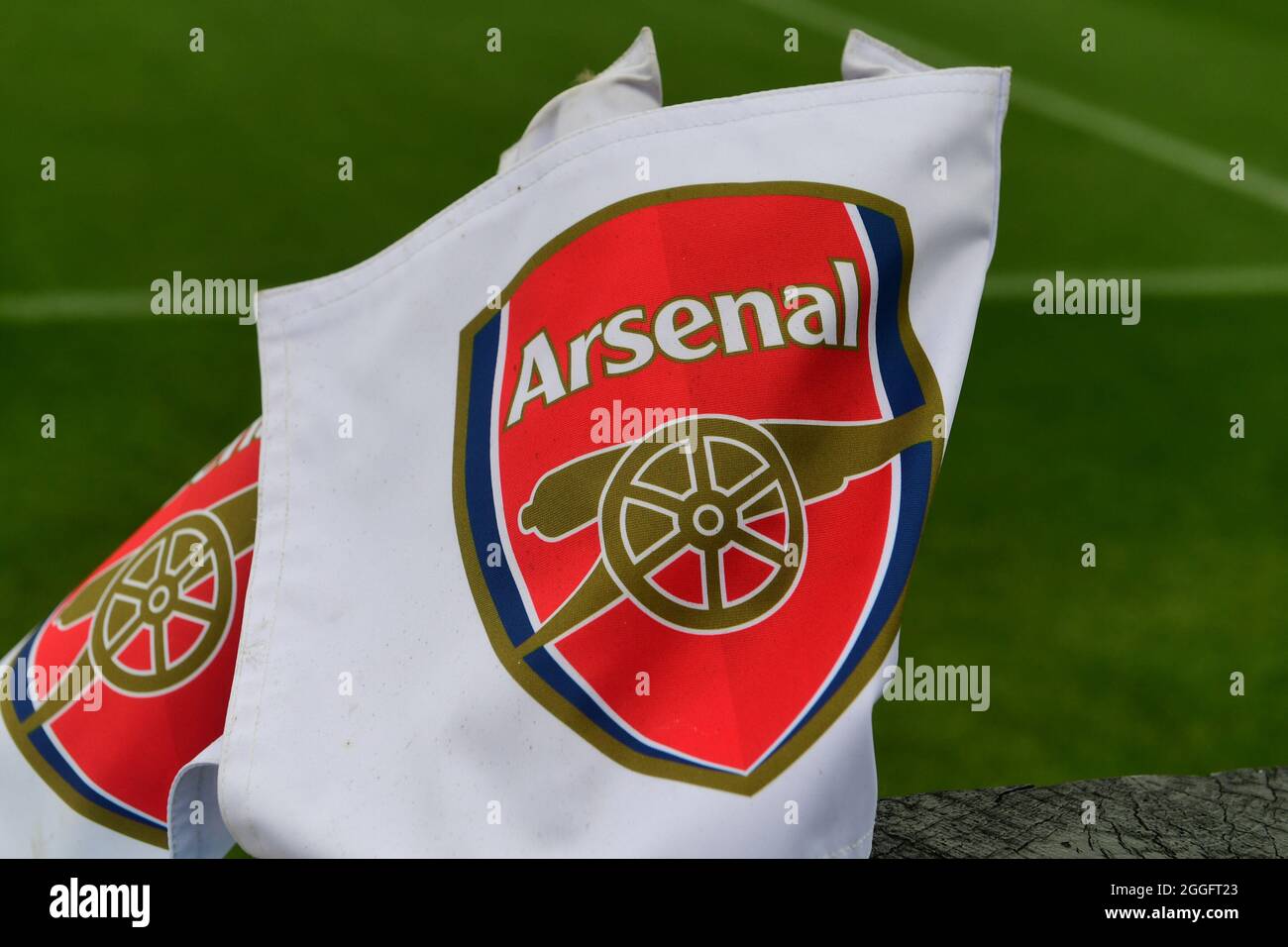 Eckflagge während der UEFA Champions League Arsenal gegen Slavia Praha im Meadow Park-Boreham Wood-England Stockfoto