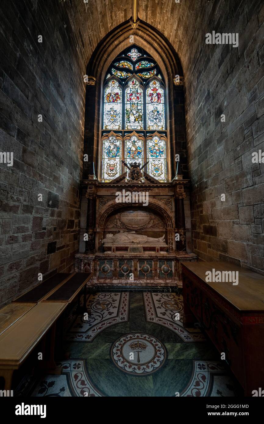 Thistle Chapel in St Giles Cathedral auch High Kirk of Edinburgh in Edinburgh, der Hauptstadt Schottlands, Teil des Vereinigten Königreichs, genannt Stockfoto