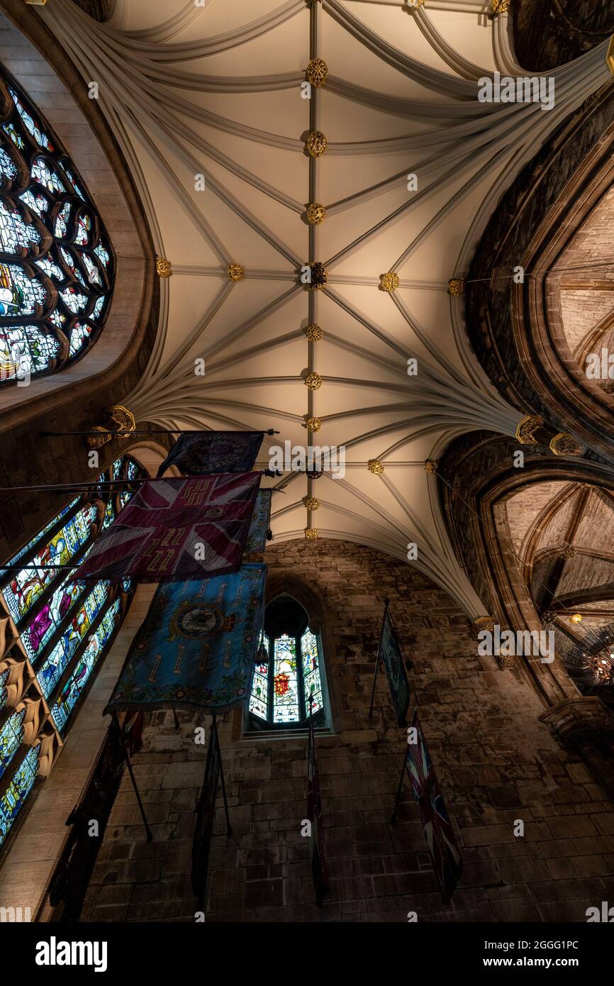 Thistle Chapel in St Giles Cathedral auch High Kirk of Edinburgh in Edinburgh, der Hauptstadt Schottlands, Teil des Vereinigten Königreichs, genannt Stockfoto