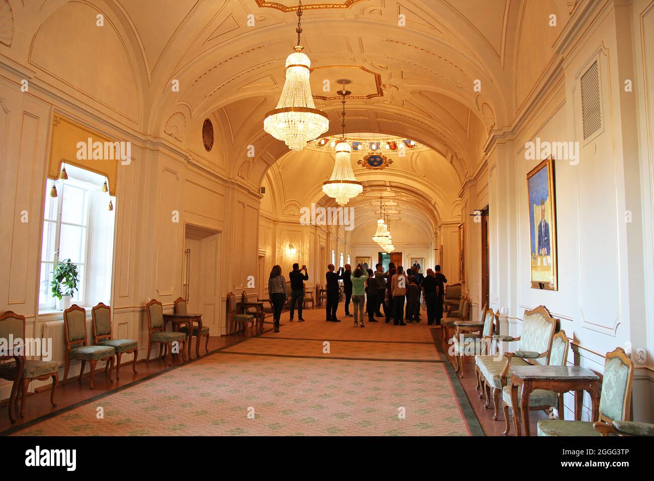 Stockholm, Schweden - 2018 09 30: Eleganter Innenraum des Palastes im Stockholmer Parlament, Schweden Stockfoto