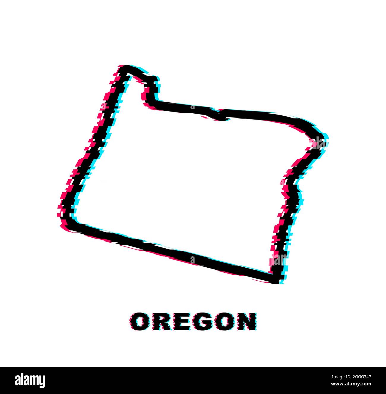 Glitch Icon-Karte des Bundesstaates Oregon aus dem vereinigten Staat Amerika. Vektorgrafik. Stock Vektor