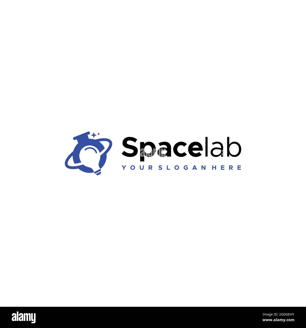 Flache spacelab volumetrische Flaschenlampe mit Logo Stock Vektor
