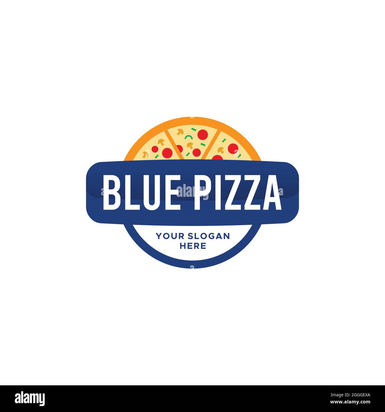 Modernes Pizza-Logo-Design mit Streuseln von Belägen Stock Vektor