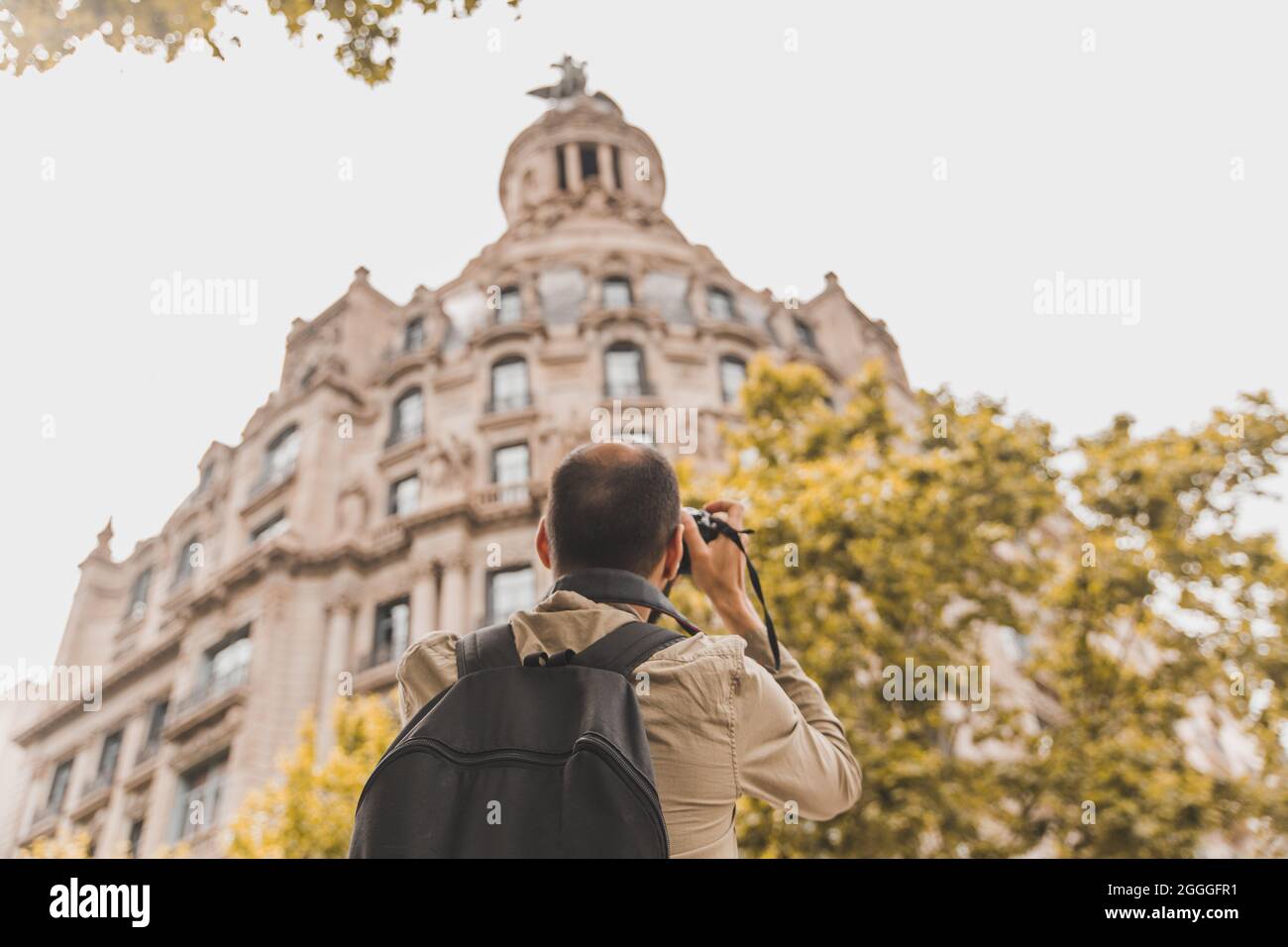 Mann, der in Barcelona Bilder nimmt Stockfoto