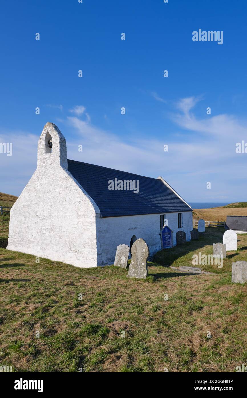 Mwnt Kapelle an der Küste von Wales Stockfoto