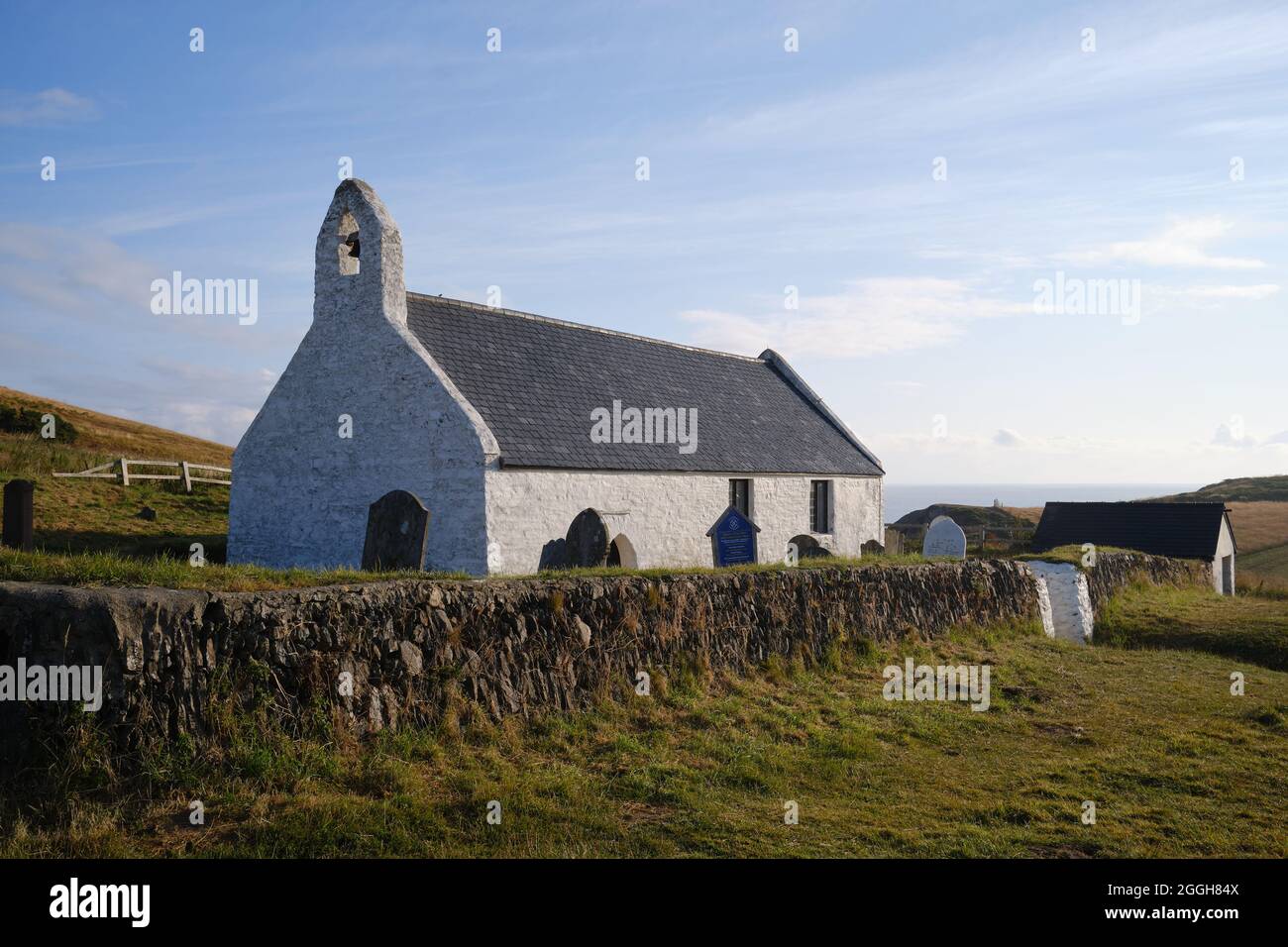 Mwnt Kapelle an der Küste von Wales Stockfoto
