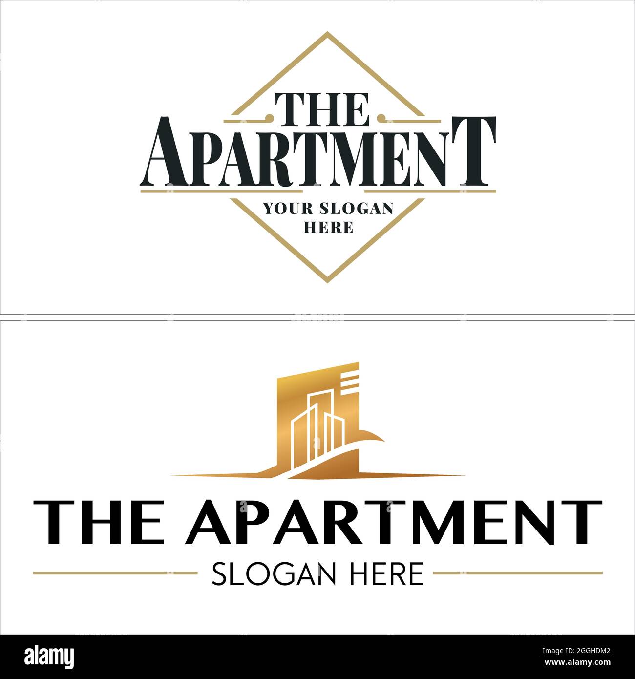 Luxus-Immobilien-Apartment Gebäude Logo-Design Stock Vektor