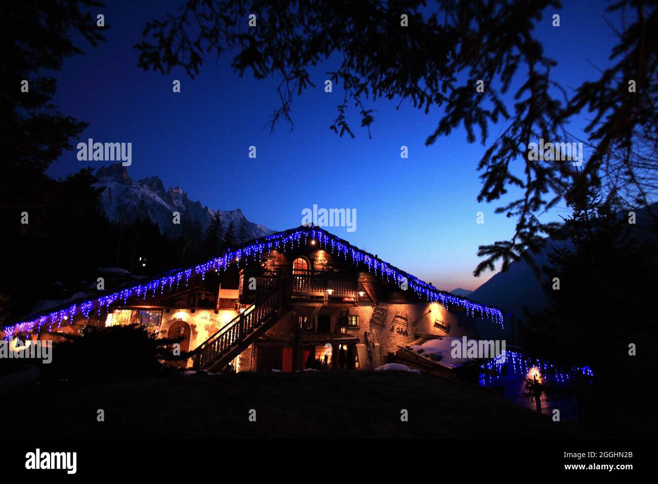 FRANKREICH. HAUTE SAVOIE (74) DIE CHALETS DE PHILIPPE, LUXUS-CHALETS IM DORF LAVANCHER IN DER NÄHE DES RESORTS CHAMONIX. Stockfoto