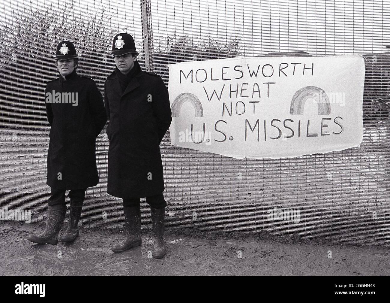 RAF Molesworth Anti-nukleare CND-Osterdemo, Großbritannien, 8. April 1985 Stockfoto