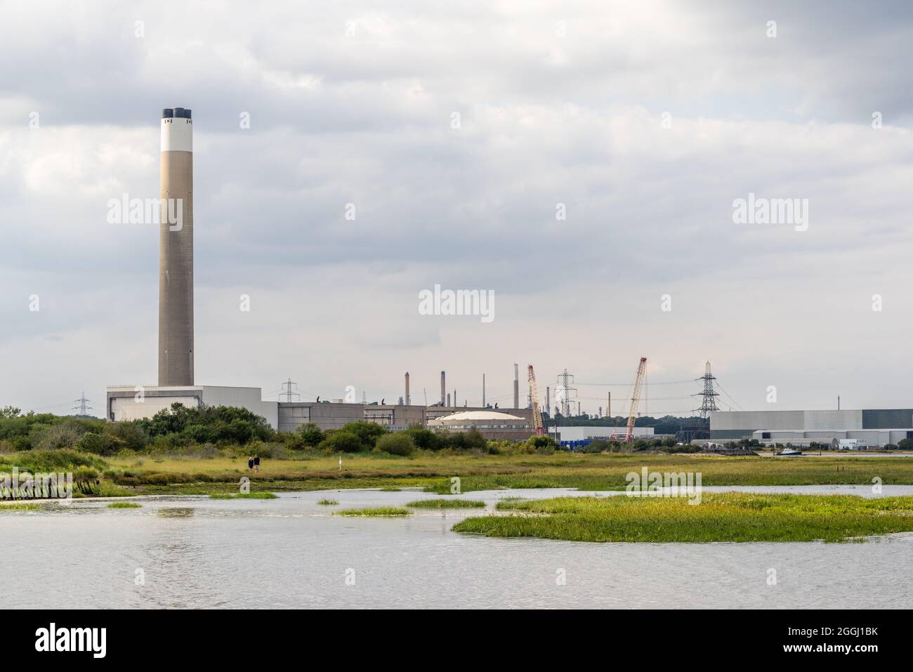 Fawley Kraftwerk ehemaliger Industriestandort im Jahr 2021, Hampshire, England, Großbritannien Stockfoto