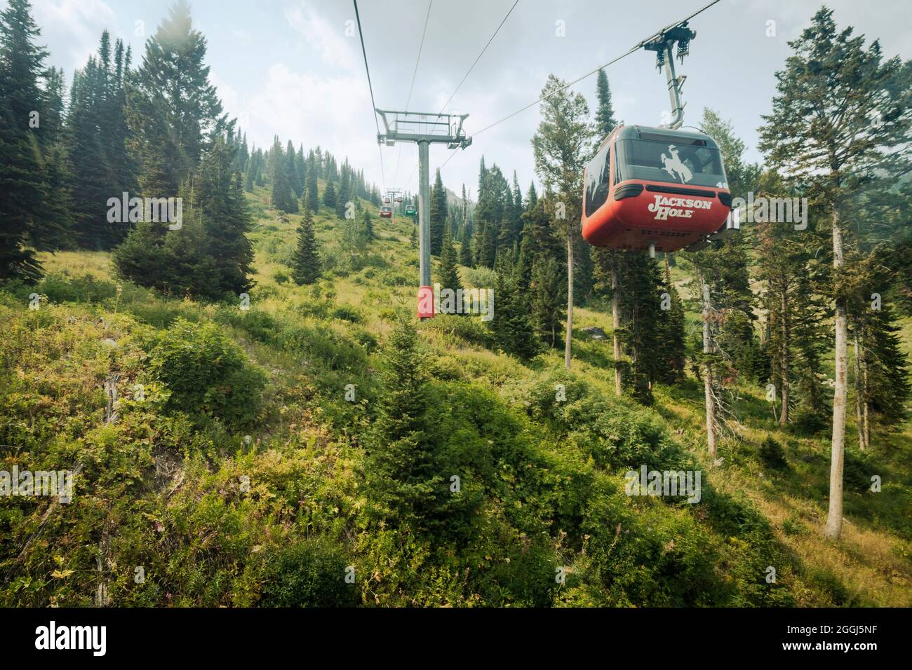 Gondel im Sommer im Jackson Hole Mountain Resort in Wyoming Stockfoto