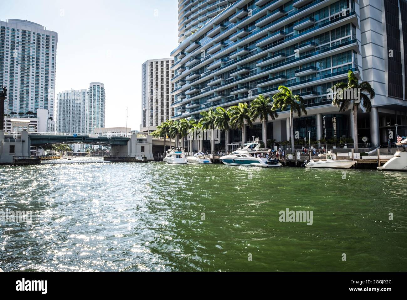 Blick auf die Skyline der Innenstadt vom neuen Brickell City Center, Miami, Florida Stockfoto