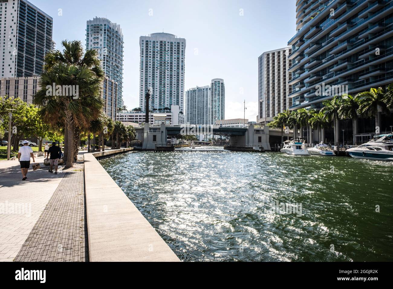 Blick auf die Skyline der Innenstadt vom neuen Brickell City Center, Miami, Florida Stockfoto