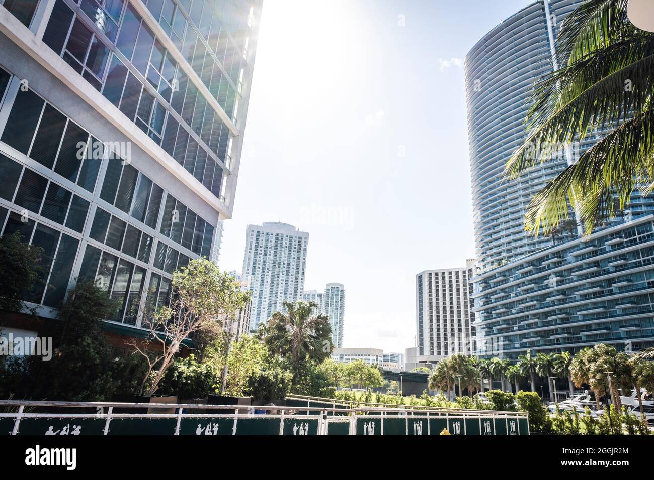 Blick auf die Skyline der Innenstadt vom neuen Brickell City Center, Miami, Florida Stockfoto