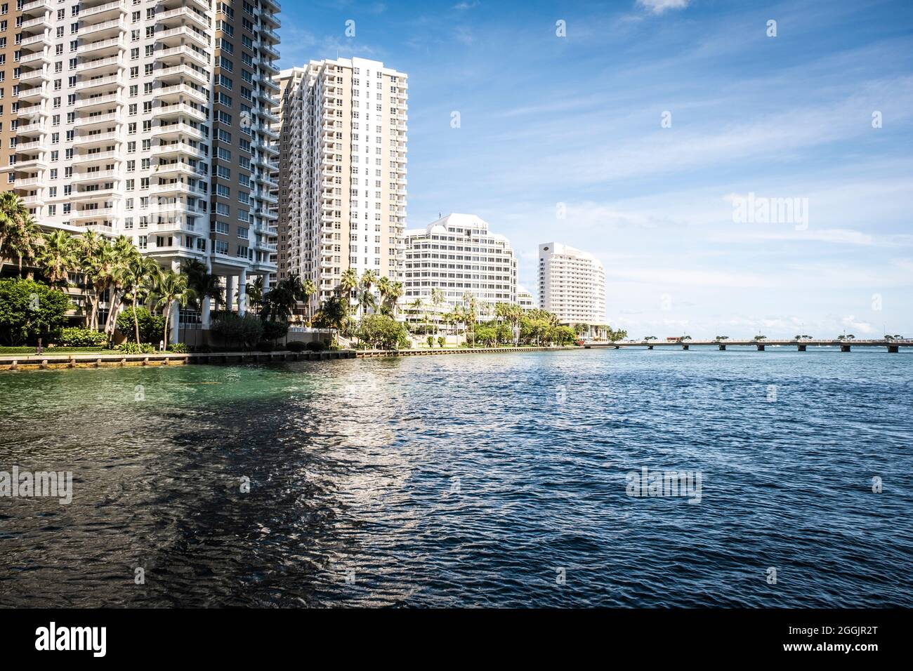 Blick auf die Skyline der Innenstadt vom neuen Brickell City Center, Miami, Florida Stockfoto