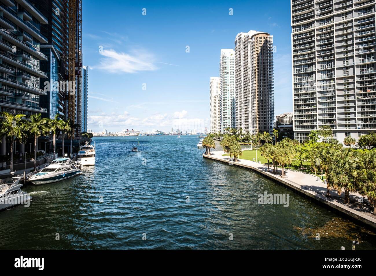 Blick auf die Skyline der Innenstadt vom neuen Brickell City Center, Miami, Florida Stockfoto
