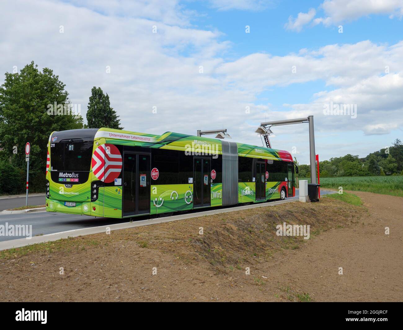 Ladestation für Elektrobusse, Osnabrück, Osnabrücker Land, Niedersachsen, Deutschland Stockfoto