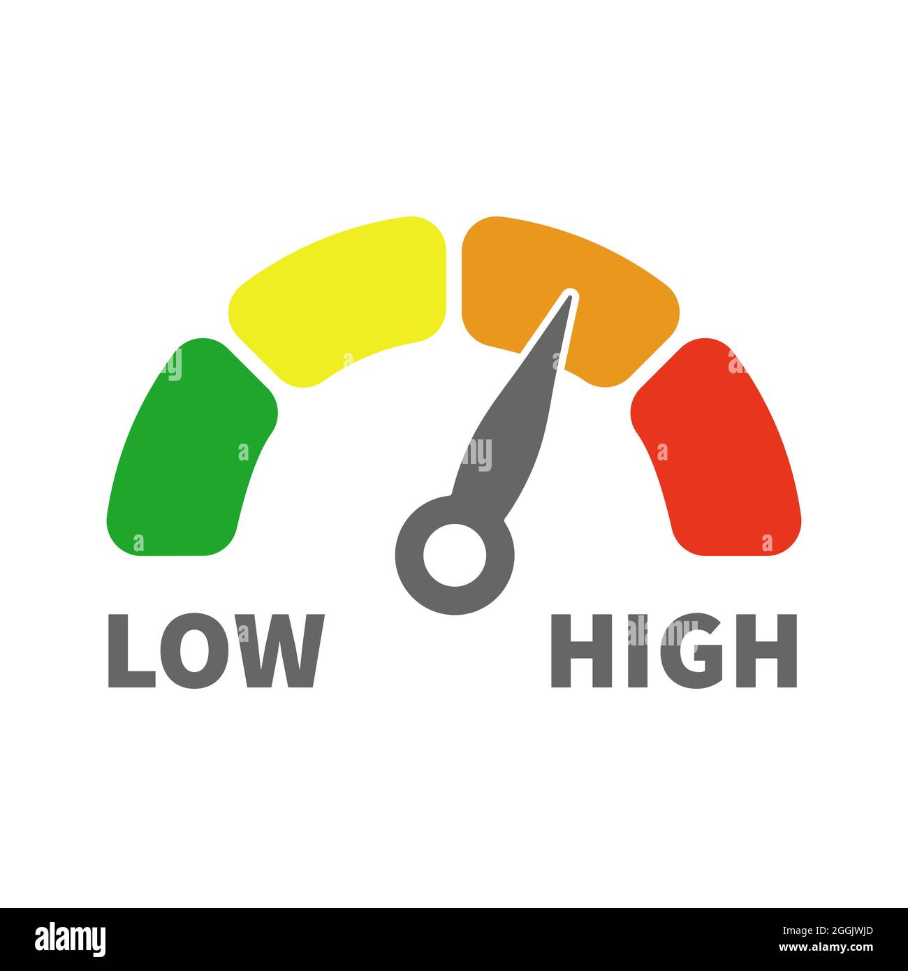 Skala für niedrige bis hohe Spurweite Tachosymbol von Grün bis Rot isoliert messen Stock Vektor
