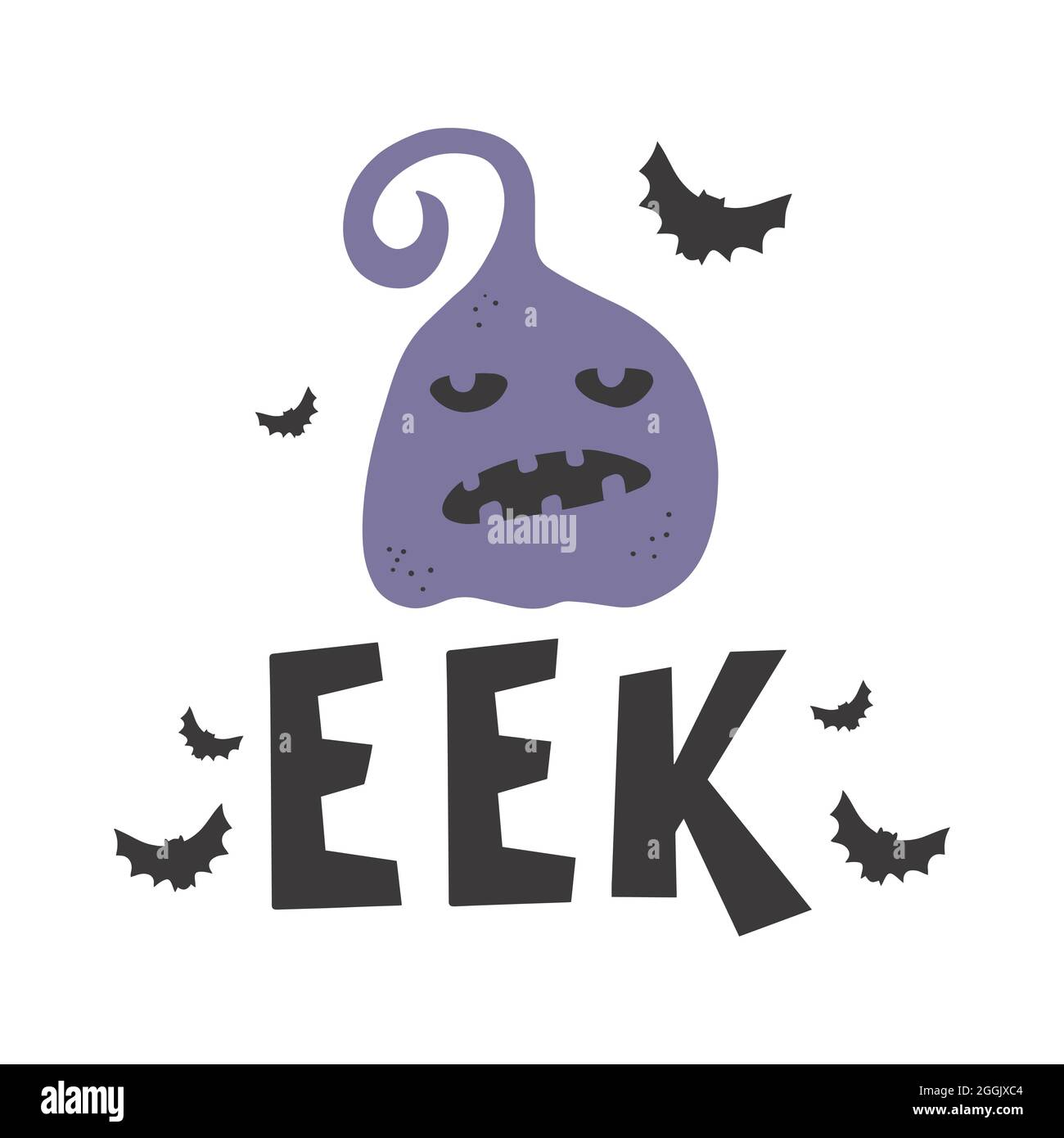 Halloween, Eek - Silhouette Text Banner Hand gezeichnet kreative Kalligraphie und Pinsel Stift Schriftzug. Design für Urlaub Grußkarte und Einladung, Flaum Stock Vektor