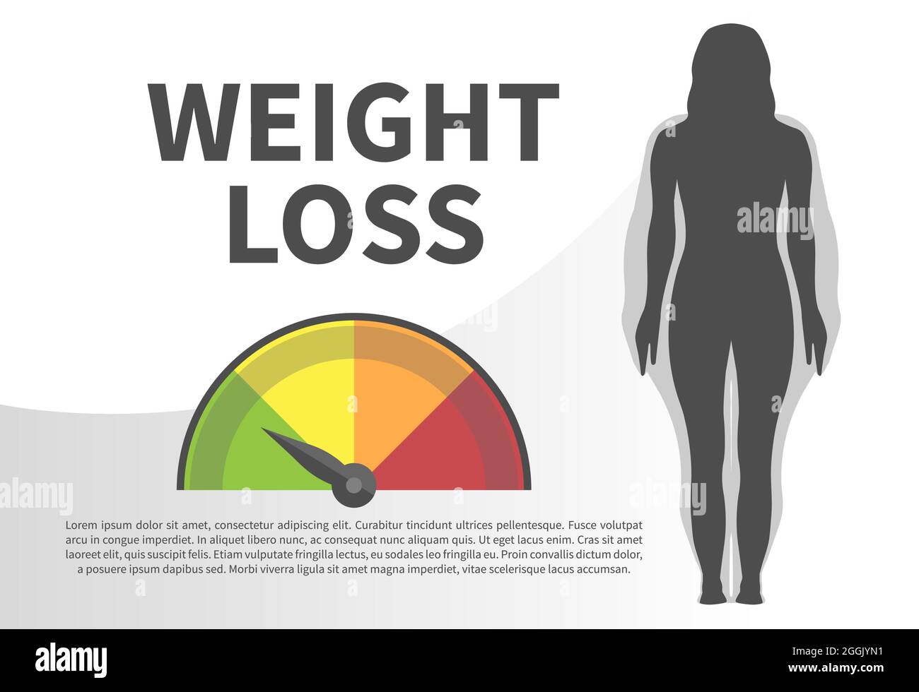 Gewichtsverlust Infografik Vektor-Illustration mit Frau Silhouette von normal gesund zu fettem Gewicht Stock Vektor