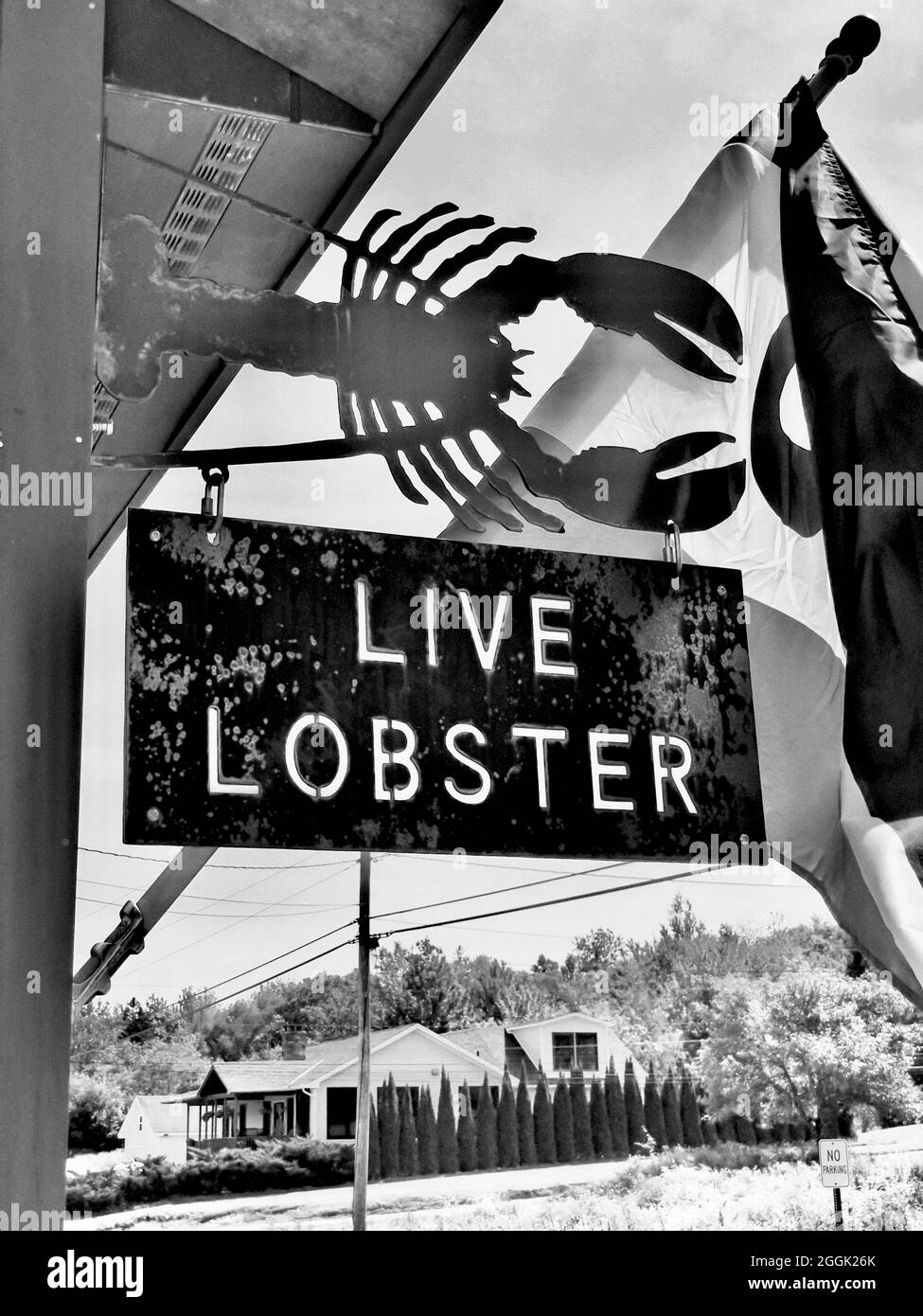 Perry's Lobster Shack ist ein Low-Key-Barack am Wasser, in dem Hummer- und Seafood-Gerichte sowie herzhafte Beilagen und Biere angeboten werden. Stockfoto