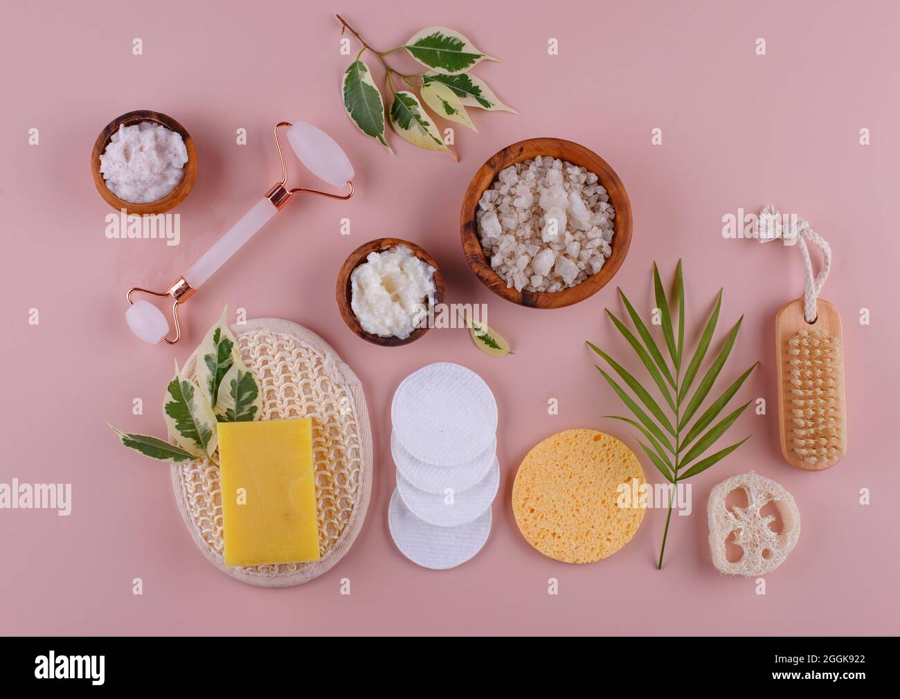 Wiederverwendbare Pflegezubehör. Zero Waste nachhaltiges Lifestyle-Konzept Stockfoto
