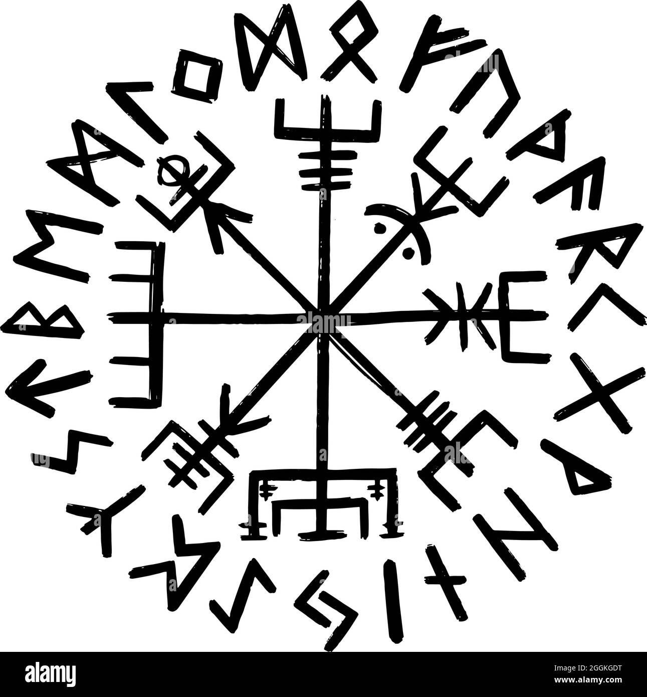Vegvisir-Symbol. Uralter nordischer Kompass Stock-Vektorgrafik - Alamy