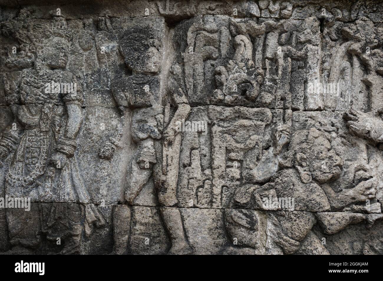 Geschnitzter Stein des penataran-Tempels (Panataran-Tempel), Blitzar, Ost-Java Indonesien Stockfoto