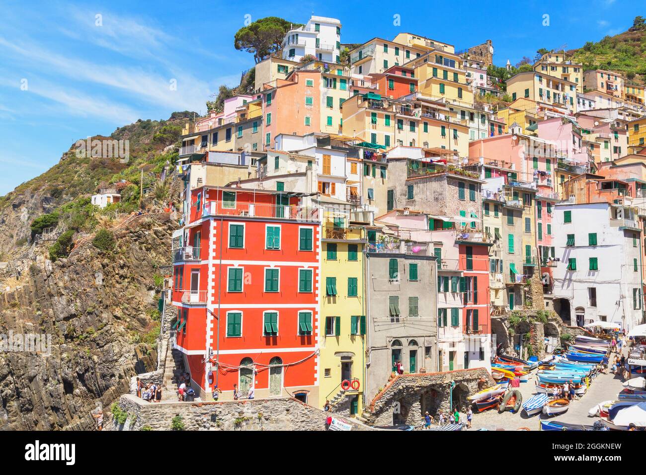 Riomaggiore, Cinque Terre, Ligurien, Italien. Europa Stockfoto