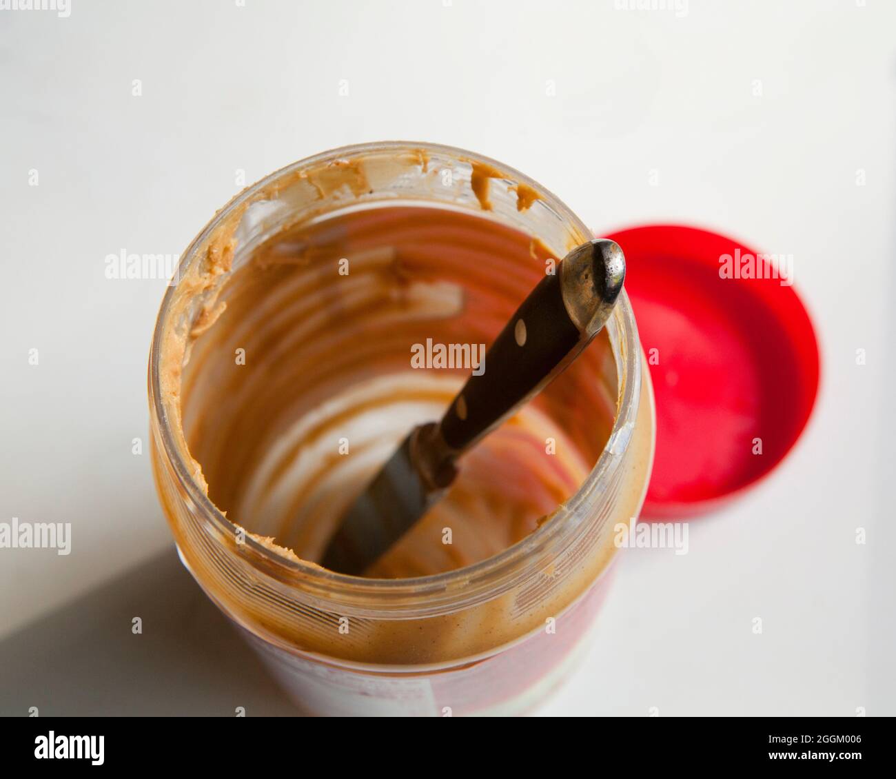 Leere Erdnussbutterdose - USA Stockfoto