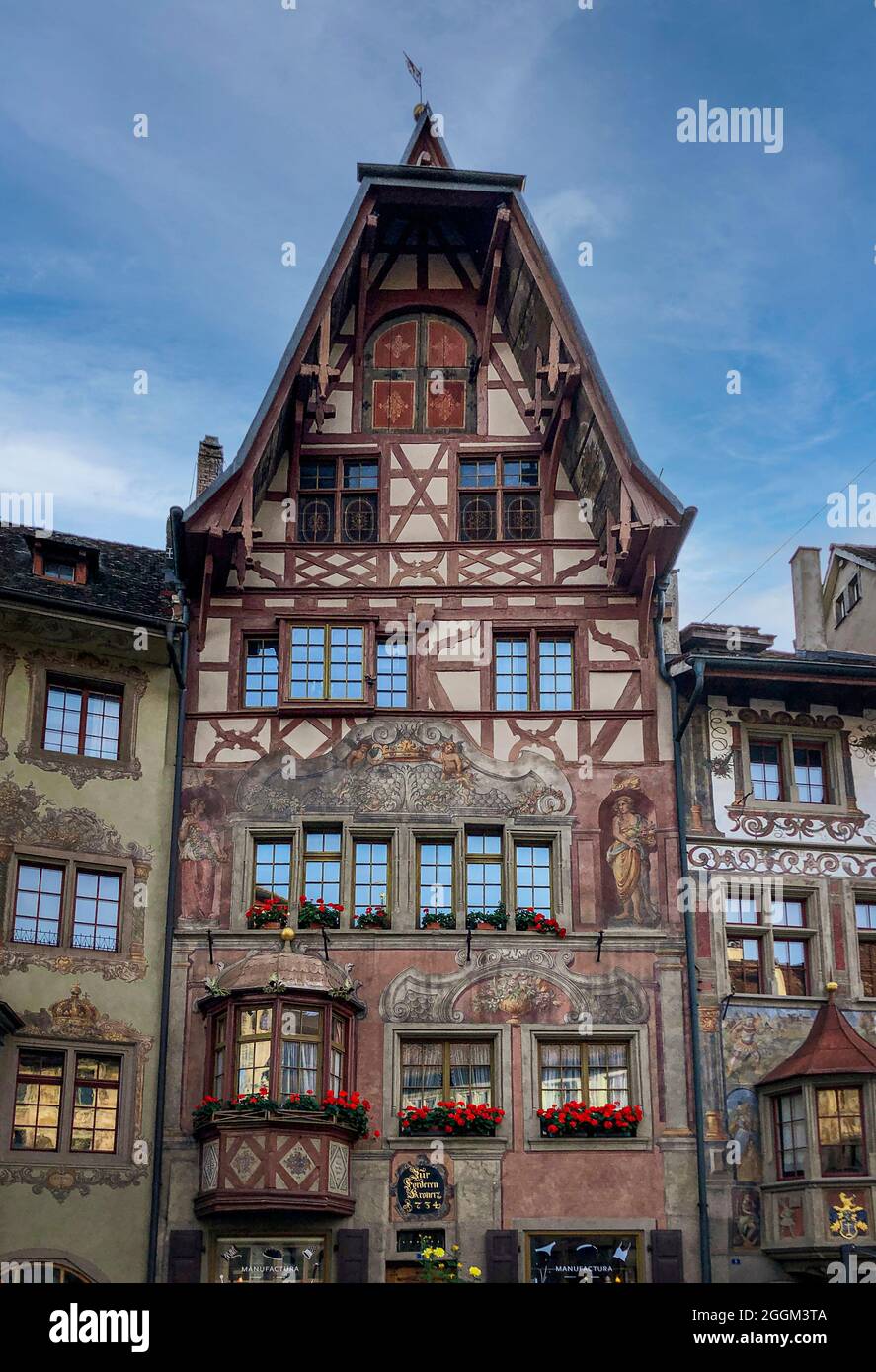 Alte Stadt Zentrum von Stein am Rhein Dorf mit bunten alten Häusern, Kanton  Schaffhausen, Schweiz Stockfotografie - Alamy