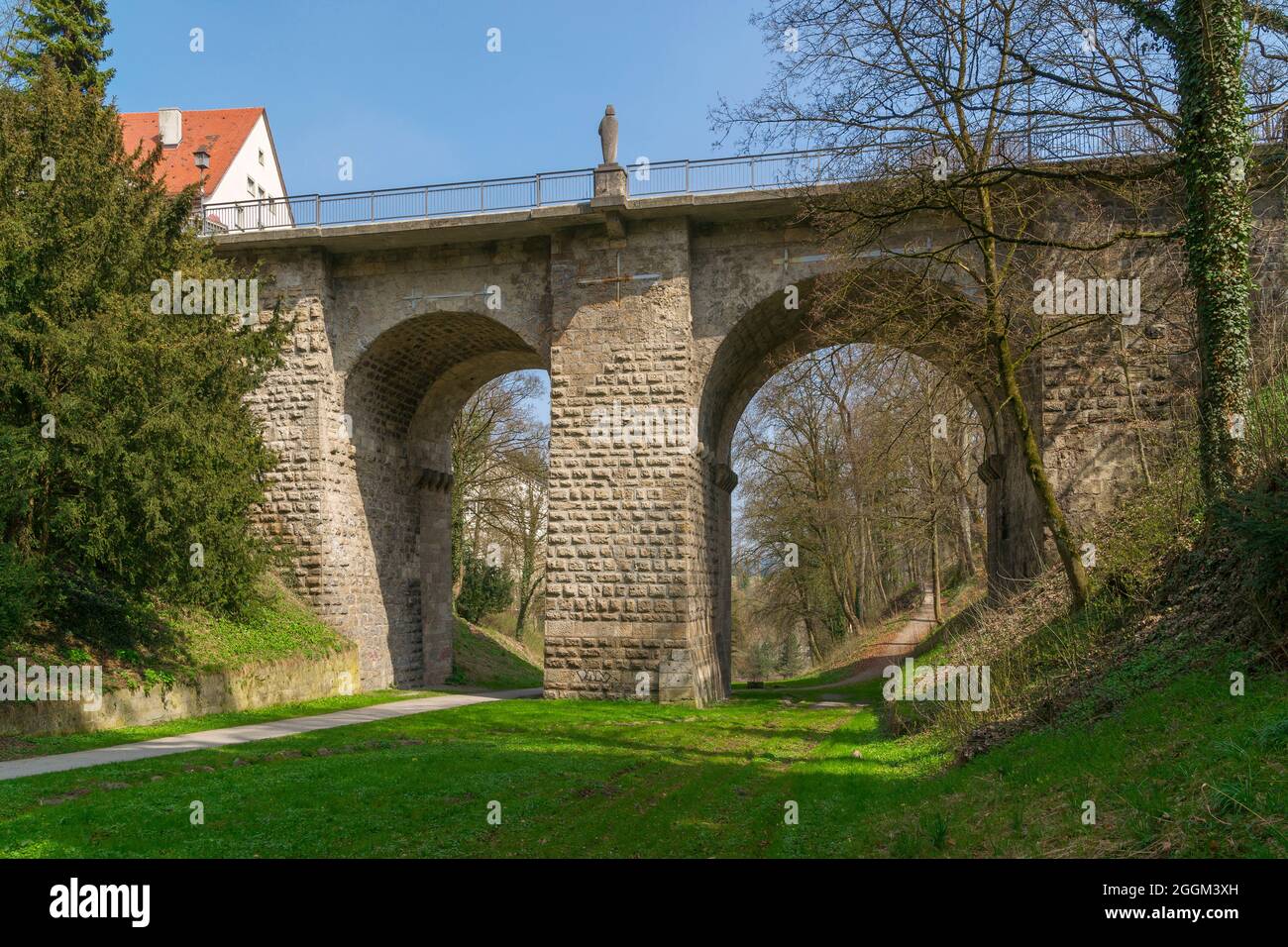 Deutschland, Baden-Württemberg, Rottweil, die Hochbrücke, Brückenpfeilern aus Buckelascharen aus dem 13. Jahrhundert. Stockfoto