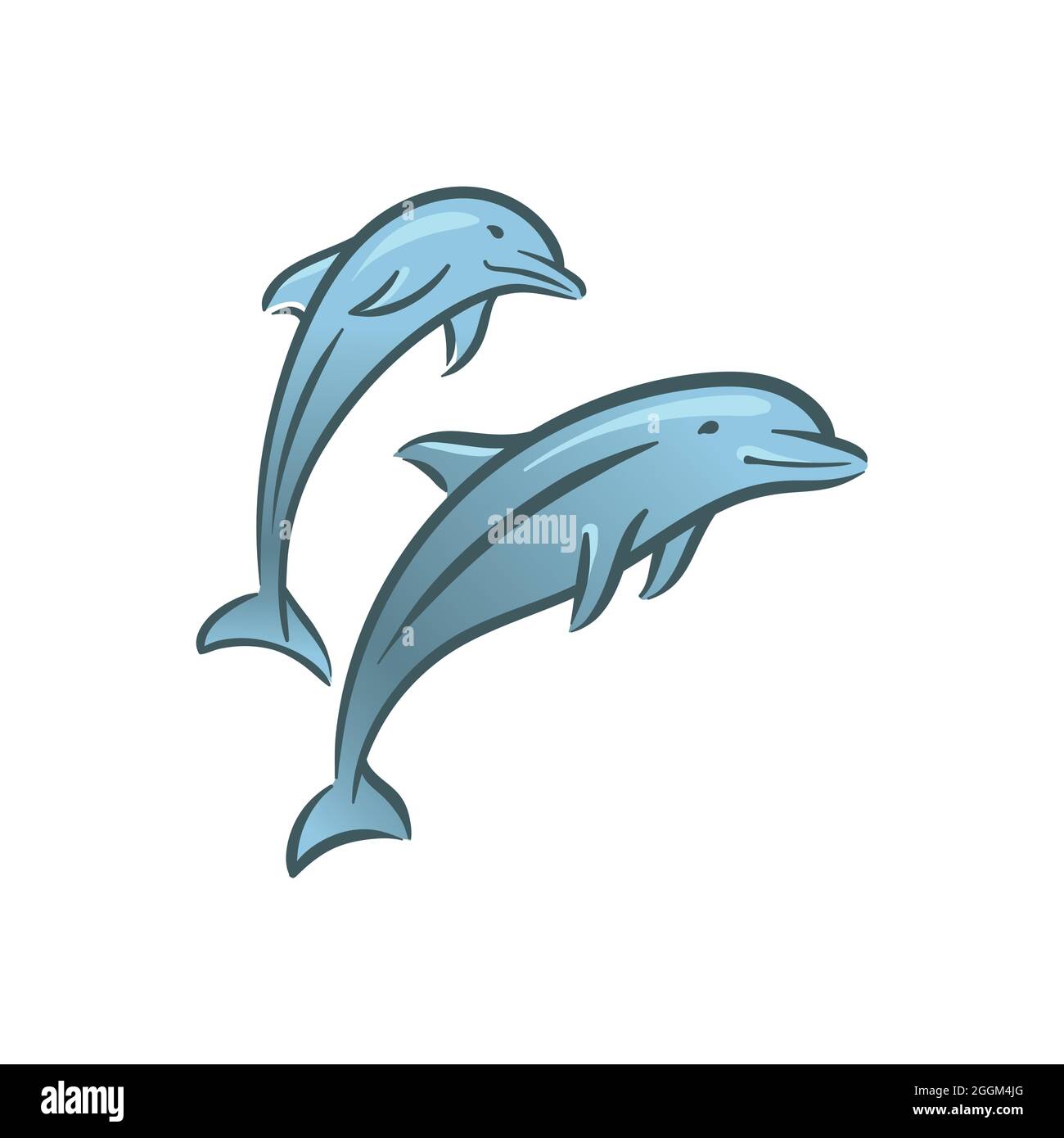 Ocean Delphine Säugetier Tier schwimmen unter Wasser Illustration Stock Vektor