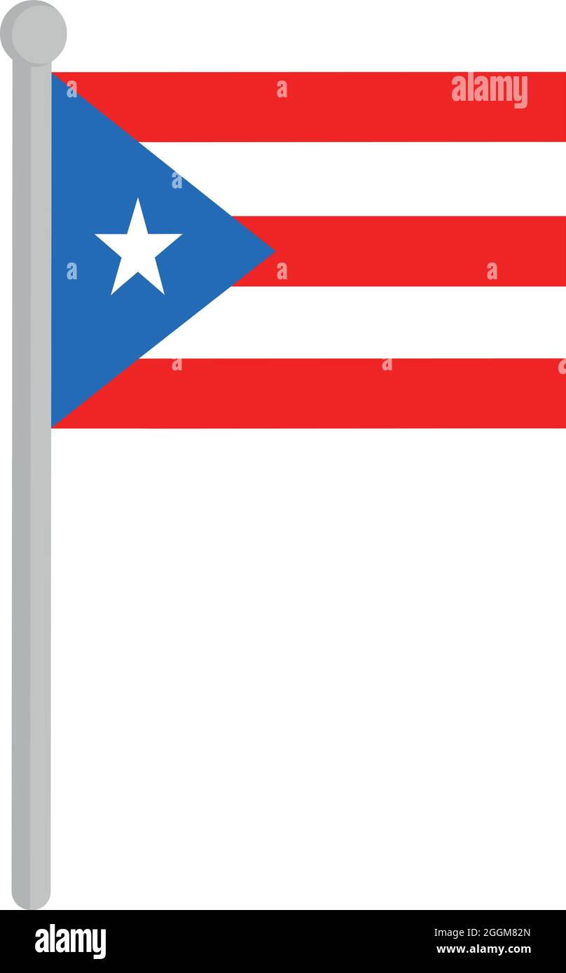 Vektordarstellung der Flagge von Puerto Rico auf einem Mast Stock Vektor