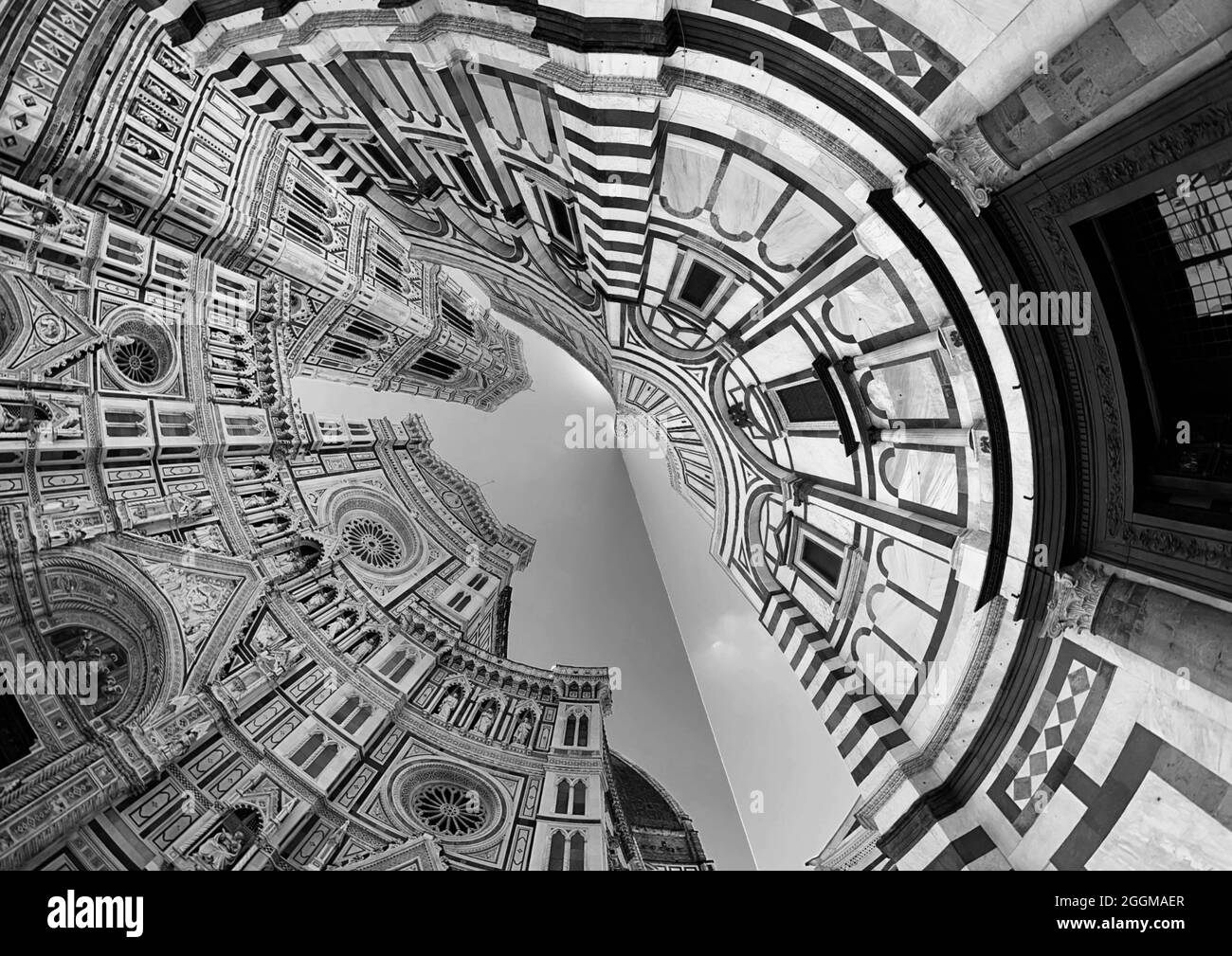 Eine andere Art von Blick auf den Dom und das Baptistery von Florenz Italien Stockfoto