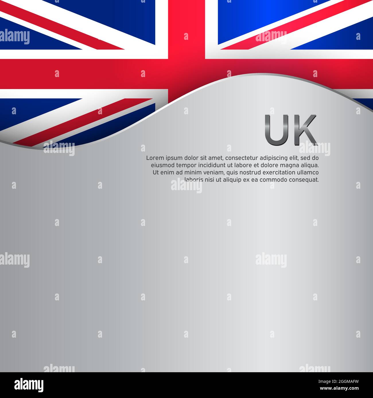 Britische Flagge auf metallischem Hintergrund. UK-Flaggen-Muster im Schnitt-Papier-Stil. Nationales Plakat des vereinigten Königreichs. Großbritannien Staat patriotisch Stock Vektor