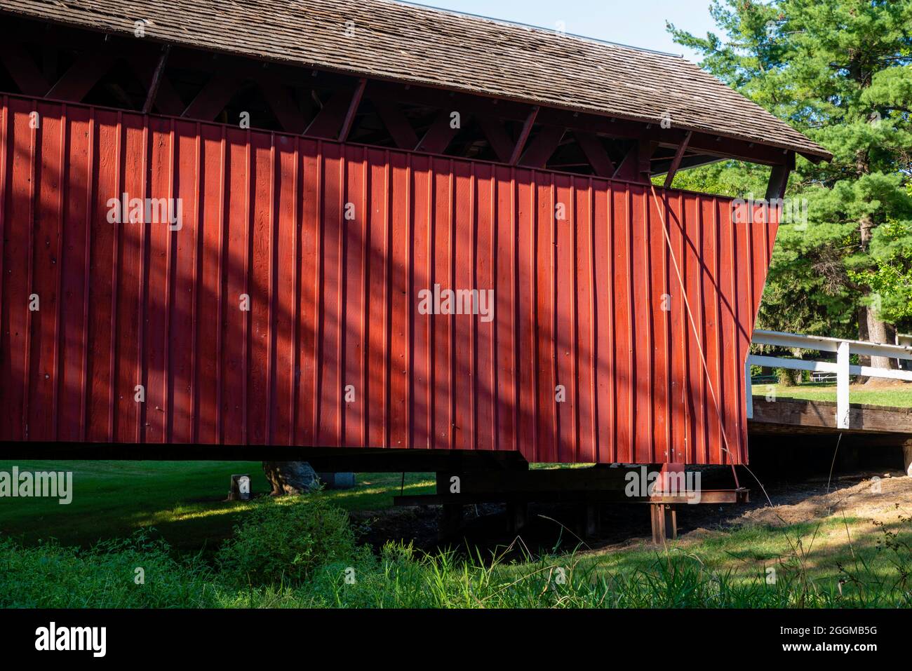 Cutler-Donahoe Bridge; Foto der Brücken von Madison County, Winterset, Iowa, USA. Stockfoto