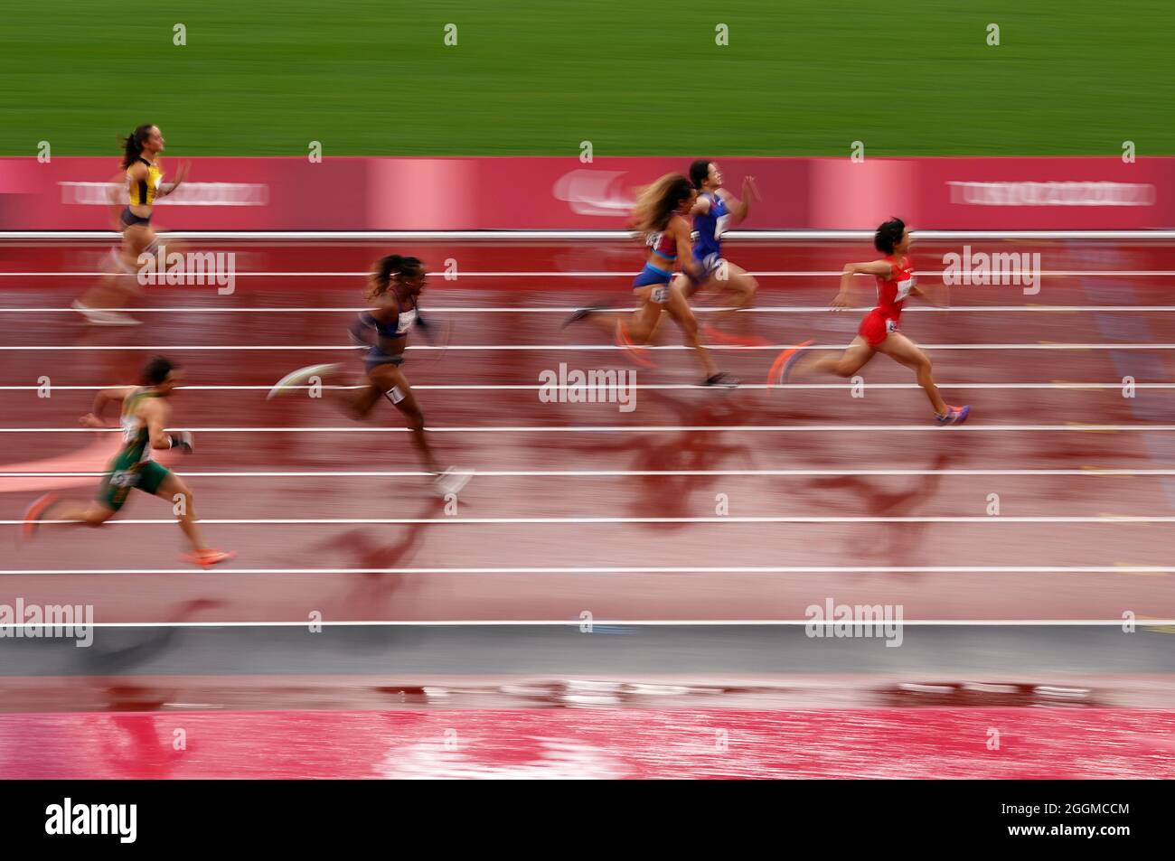 Die Chinesin Xiaoyan Wen auf dem Weg zum Sieg beim 100-m-T37-Finale der Frauen im Olympiastadion am 9. Tag der Paralympischen Spiele in Tokio 2020 in Japan. Bilddatum: Donnerstag, 2. September 2021. Stockfoto