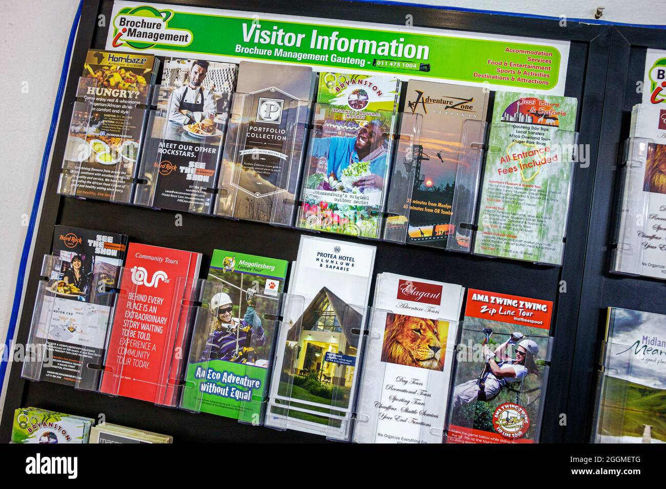 Johannesburg Südafrika, Lion Park Broschüren Ordner Broschüren Informationen Attraktionen Kiosk Display Stockfoto