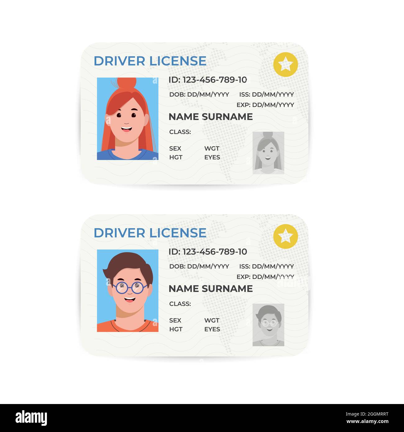 Führerschein. Ein Plastikausweis. Vektorgrafik flache Abbildung der Vorlage. Stock Vektor