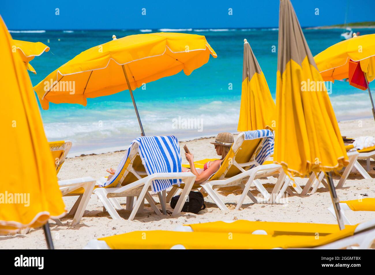 FRANZÖSISCH-WESTINDIEN. INSEL SAINT MARTIN (GUADELOUPE).ORIENT BAY STRAND Stockfoto