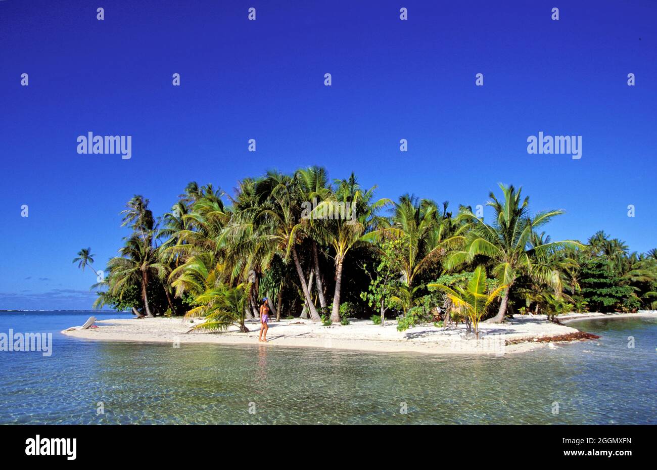 FRANZÖSISCH-POLYNESIEN, INSEL TAHAA, INSEL VAHINE, KLEINES LUXUSHOTEL AN DER RIFFBARRIERE IM HERZEN DES PAZIFISCHEN OZEANS Stockfoto